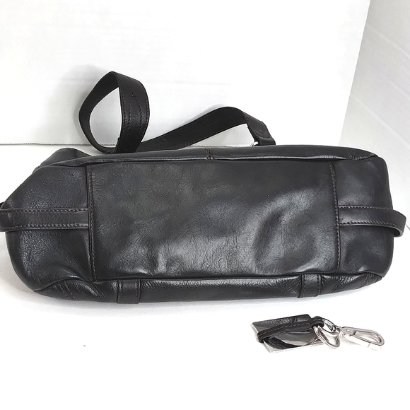 Etienne Aigner Large Satchel Shoulder Bag Black Leather with Keychain - Picture 15 of 16